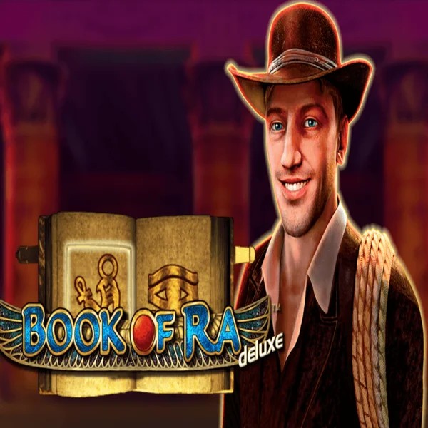 Book of Ra Deluxe slot logo by Novomatic at BroWinner Casino